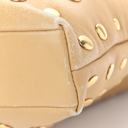 Prada Calfskin Studded Handbag Beige 9 of 9