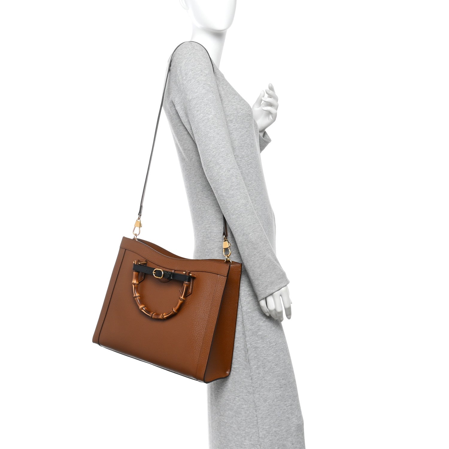 Gucci Textured Dollar Calfskin Medium Diana Tote Bag Cuir Black 2 of 10