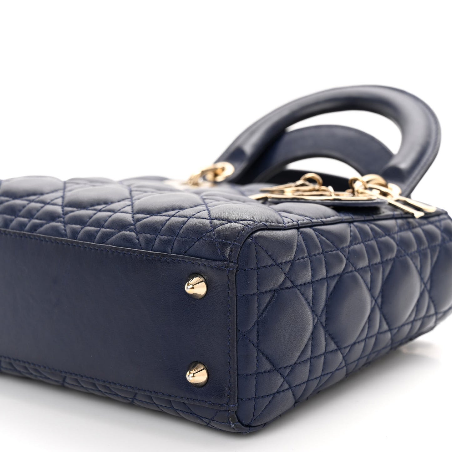 CHRISTIAN DIOR Lambskin Cannage Small Lucky Badges My Lady Dior Navy