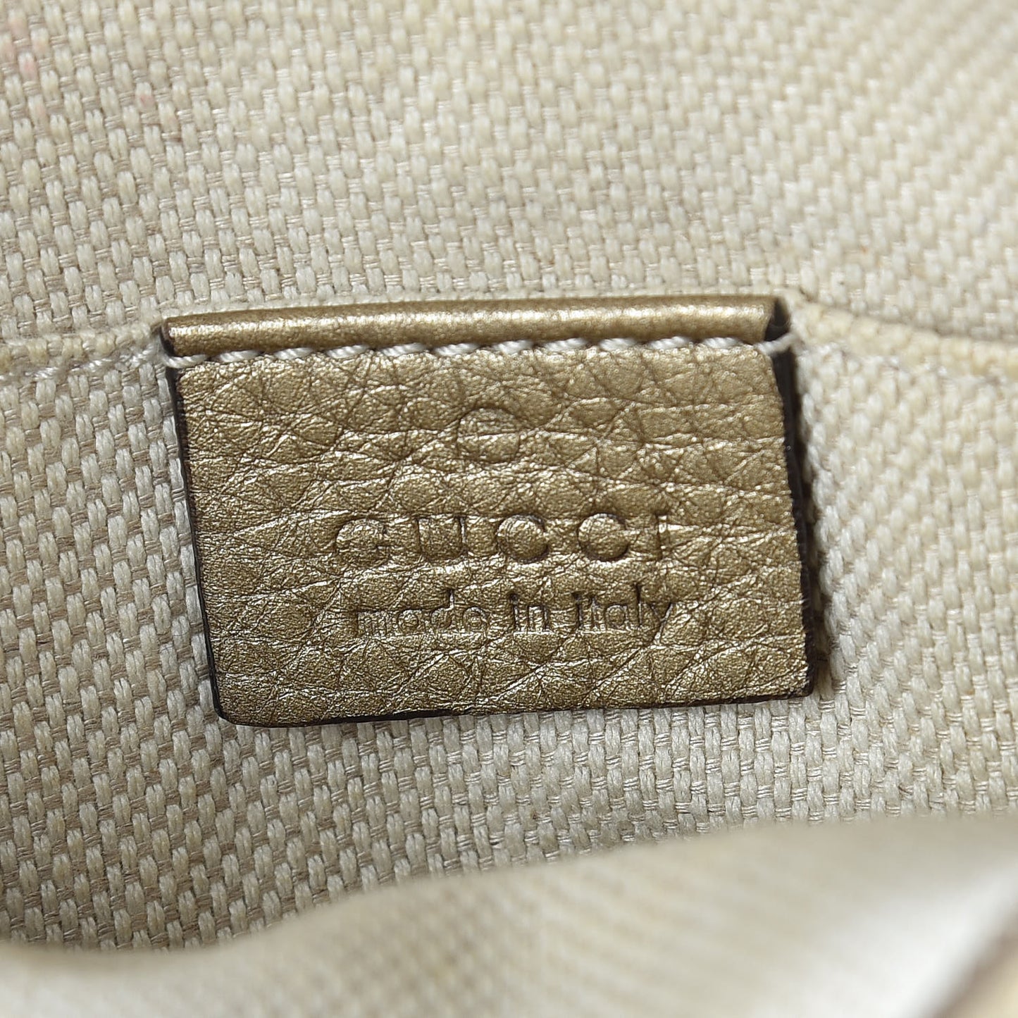 Metallic Pebbled Calfskin Mini Soho Chain Bag Golden Beige