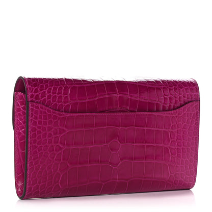 Hermes Shiny Alligator Constance Long Wallet Rose Scheherazade 3 of 24