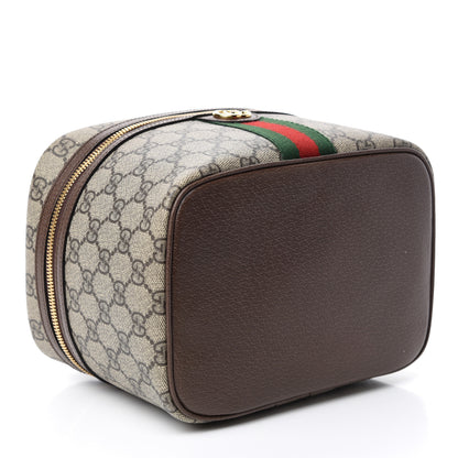 Gucci GG Supreme Monogram Textured Calfskin Web Small Ophidia Vanity Cosmetic Case Beige Ebony New Acero 4 of 7