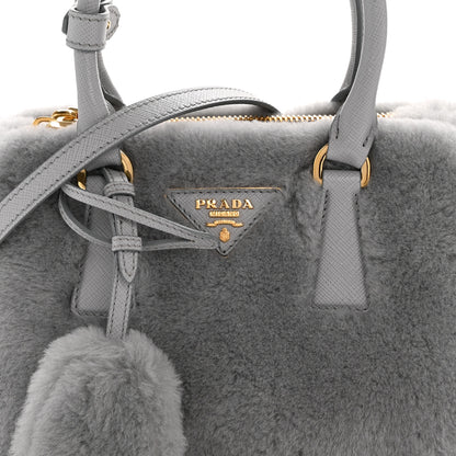 Prada Shearling Mini Galleria Double Zip Tote Fiordaliso 8 of 12