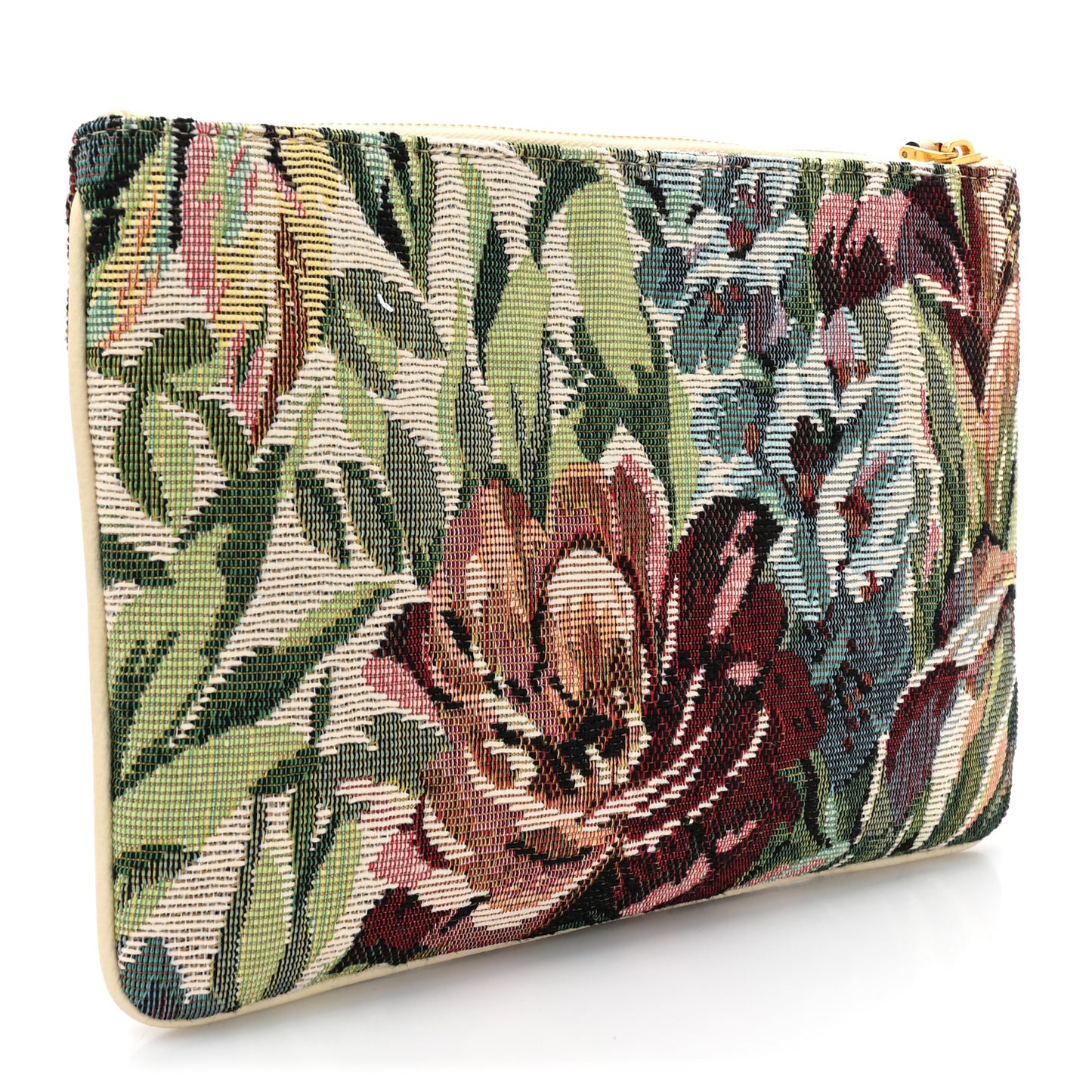 Jacquard Floral Medium Vlogo Zip Pouch White Multicolor