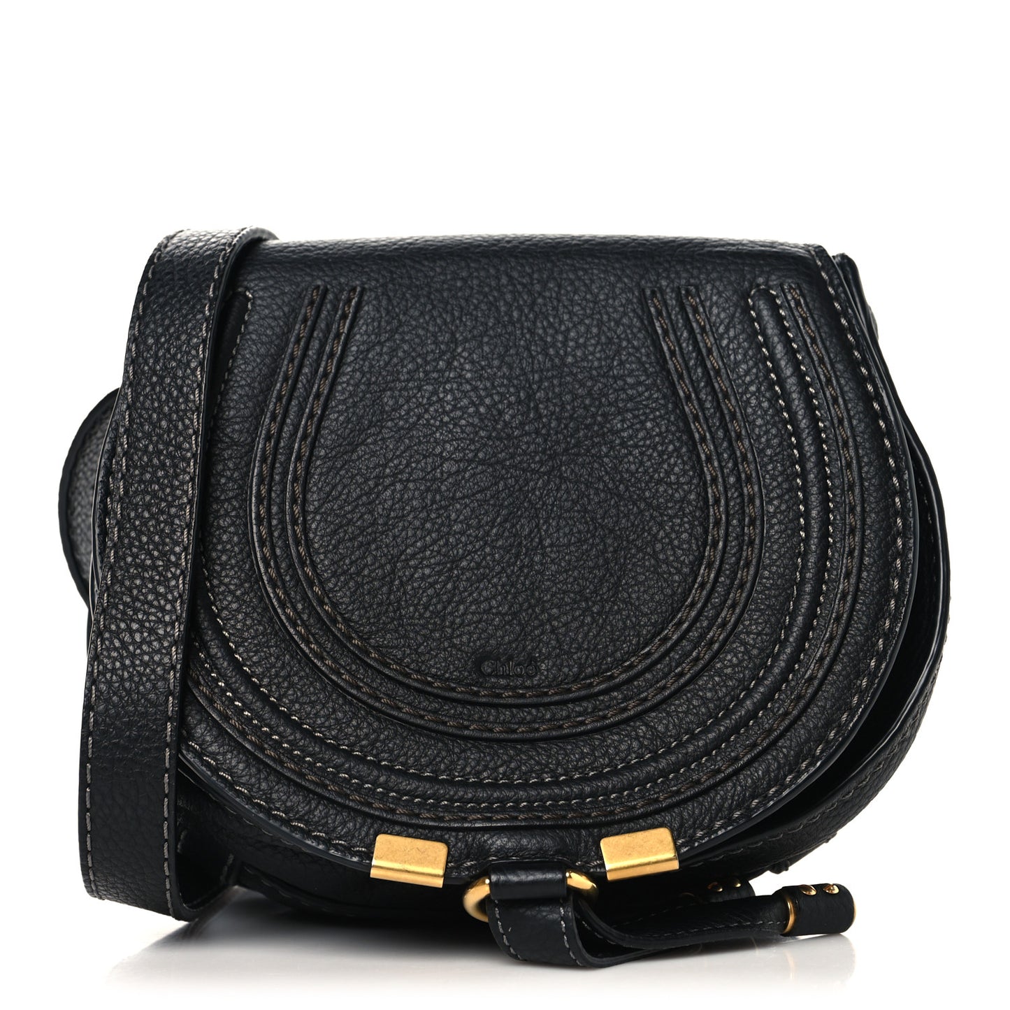 Calfskin Mini Marcie Round Crossbody Bag Black
