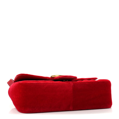 Gucci Velvet Matelasse Mini GG Marmont Shoulder Bag Hibiscus Red 4 of 13