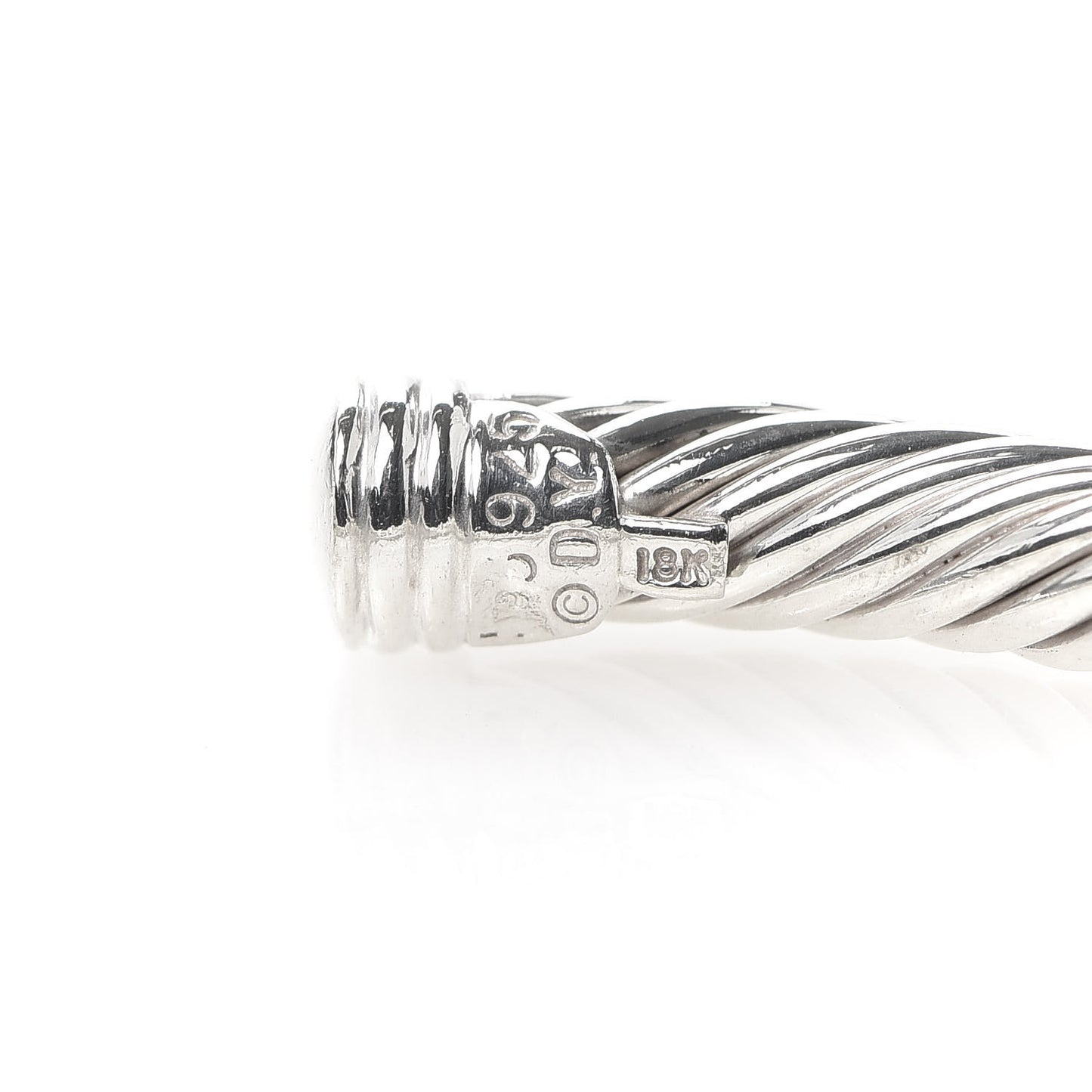 Sterling Silver 18K White Gold Diamond Pave 5mm X Cable Bracelet