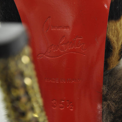 Christian Louboutin Pony Hair Leopard Swarovski Crystal Nutria 120 Pumps 35.5 6 of 9