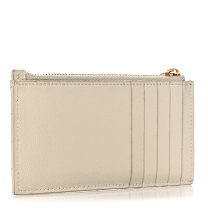 Saint Laurent Grain De Poudre Matelasse Chevron Monogram Fragments Zippered Card Case Crema Soft 3 of 12