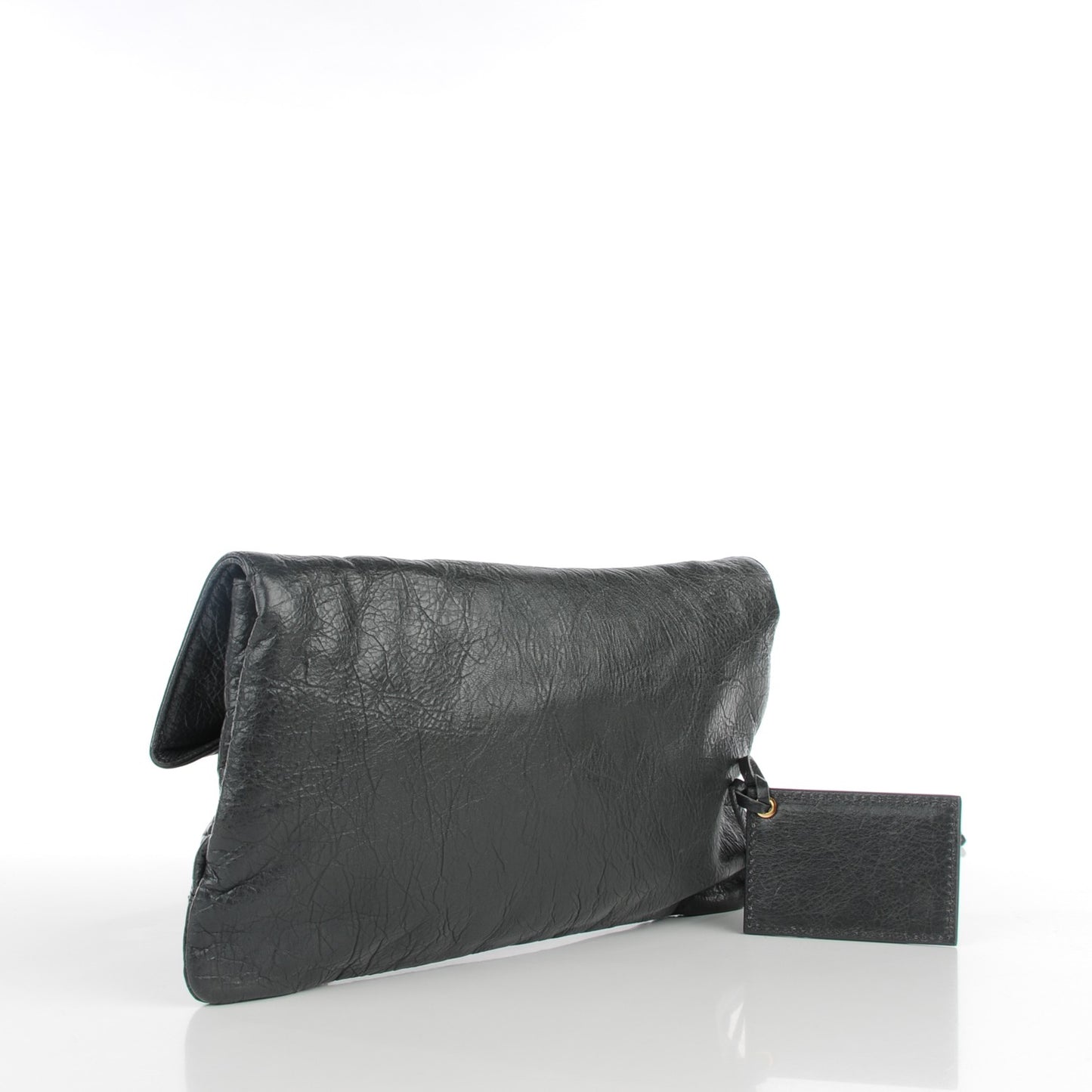 Agneau Giant 12 Gold Hardware Envelope Strap Clutch Gris Fossile