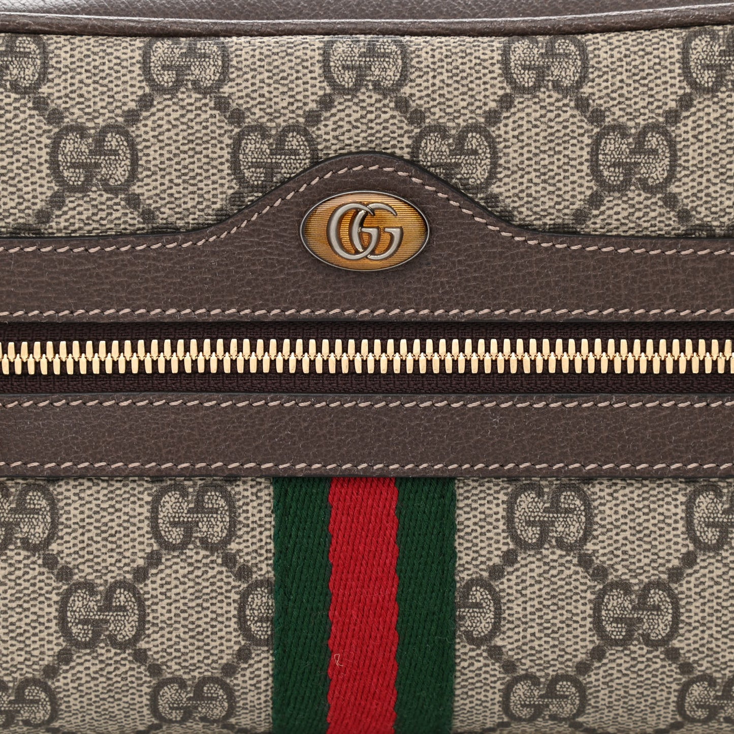 GG Supreme Monogram Web Small Ophidia Belt Bag 85 34 Dark Brown