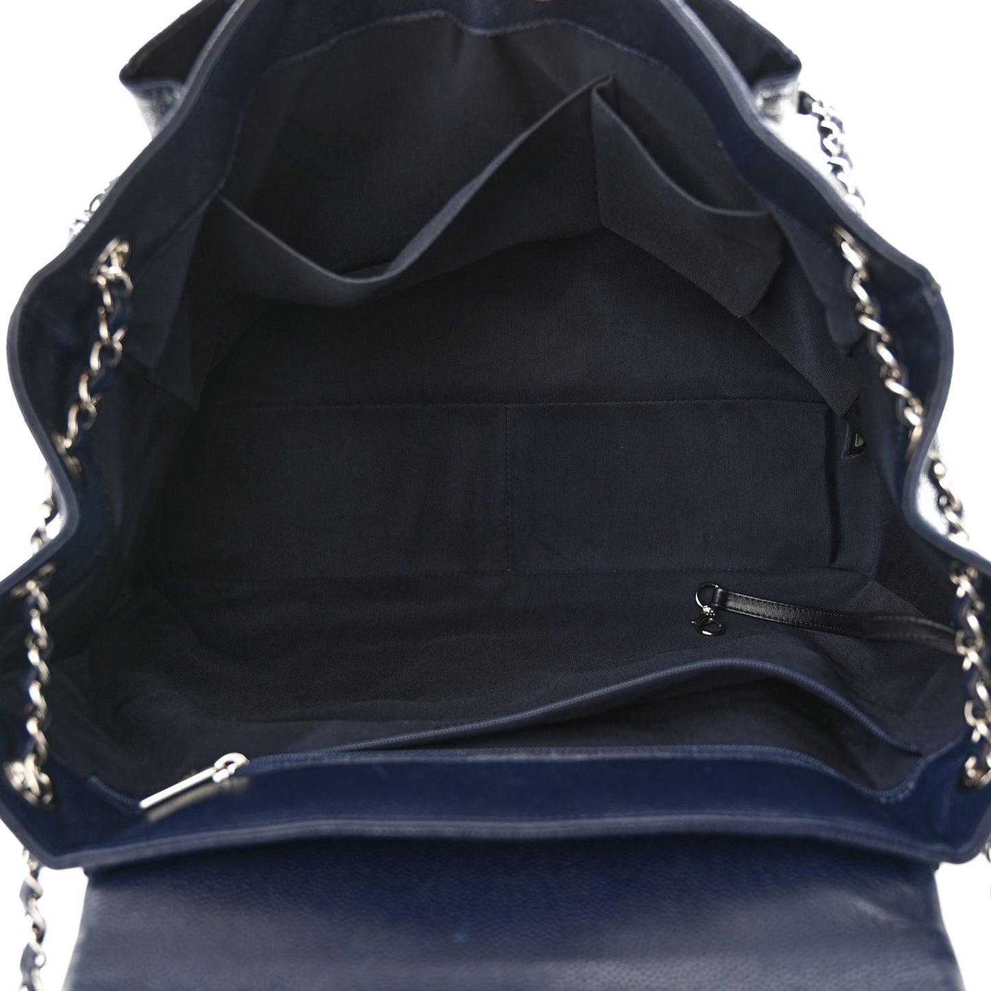 Caviar Quilted Flap Tote Navy Blue