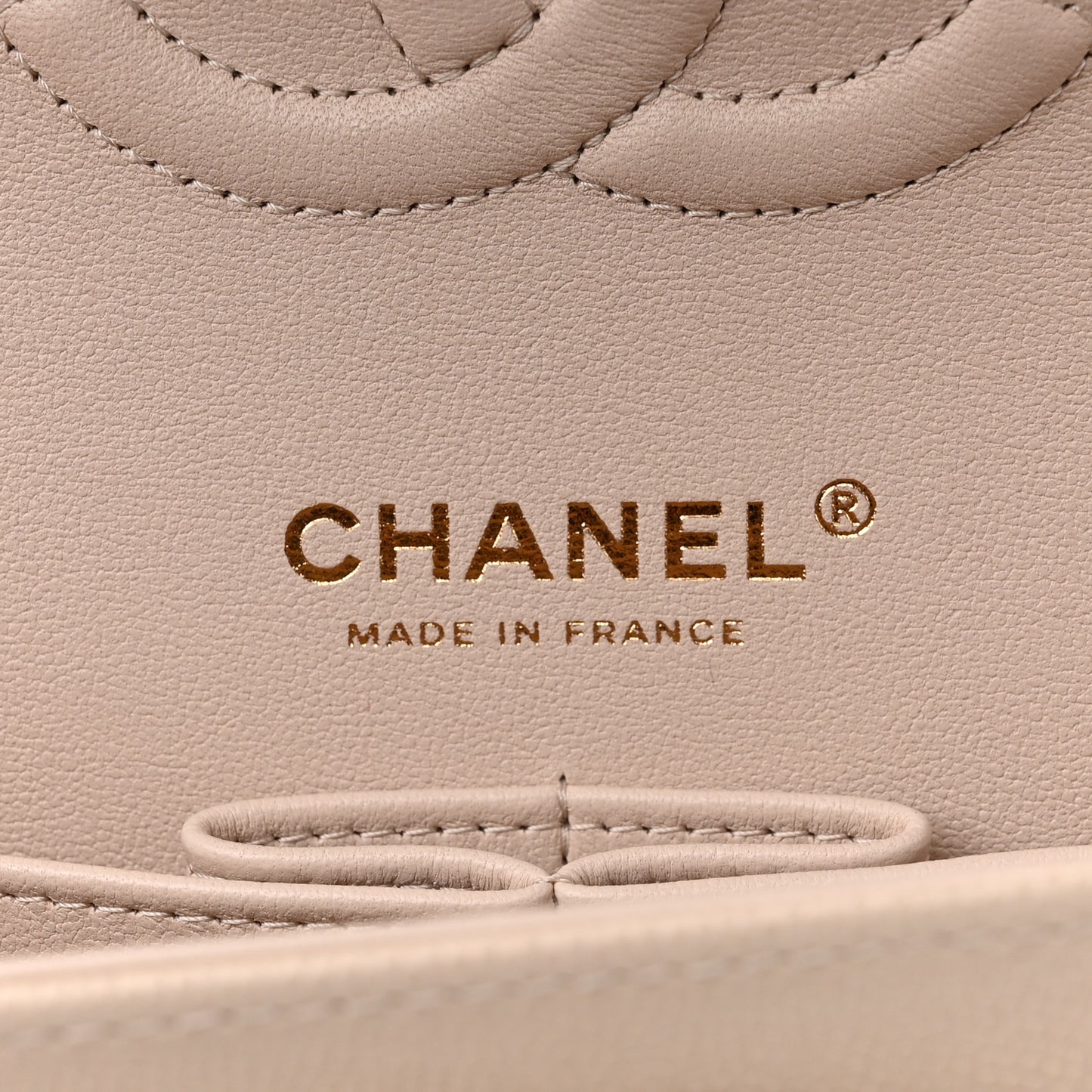 Caviar Quilted Medium Double Flap Light Beige