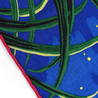 Hermes Cashmere Silk Tyger Tyger Shawl 140 Bleu Dur Vert Gris 5 of 6
