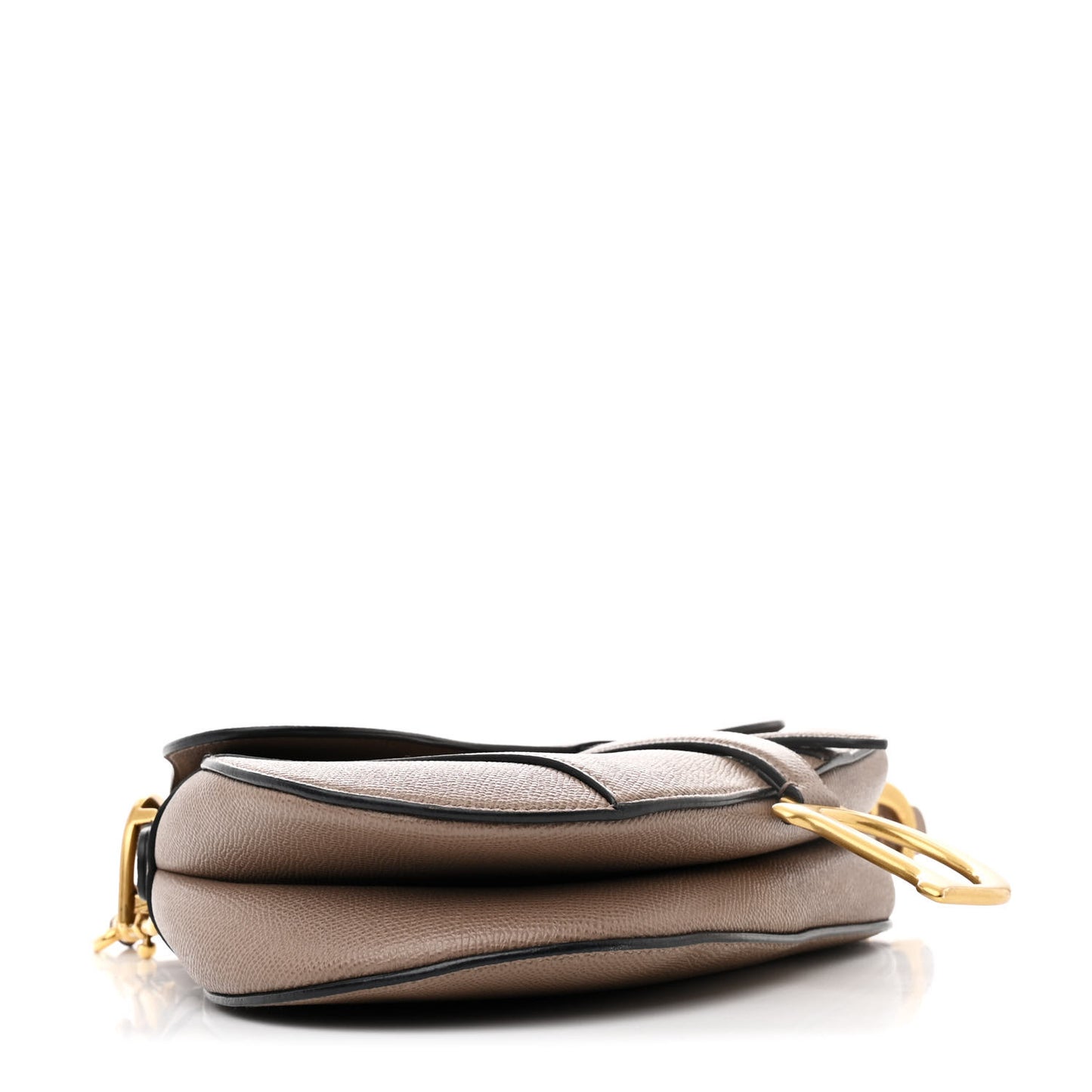 Grained Calfskin Saddle Bag With Strap Taupe
