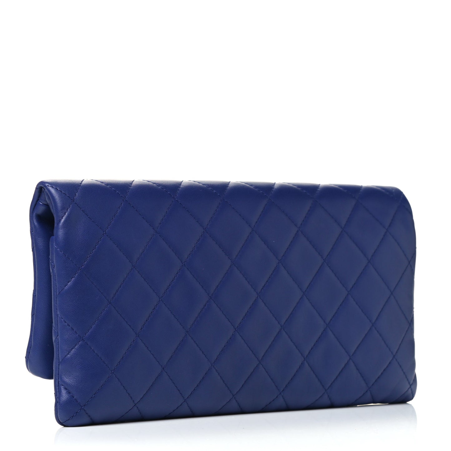 Lambskin Quilted CC Beauty Clutch Blue