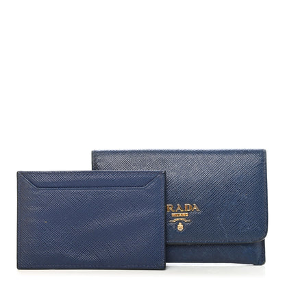 Prada Saffiano Metal Flap Wallet Bleuette 1 of 4