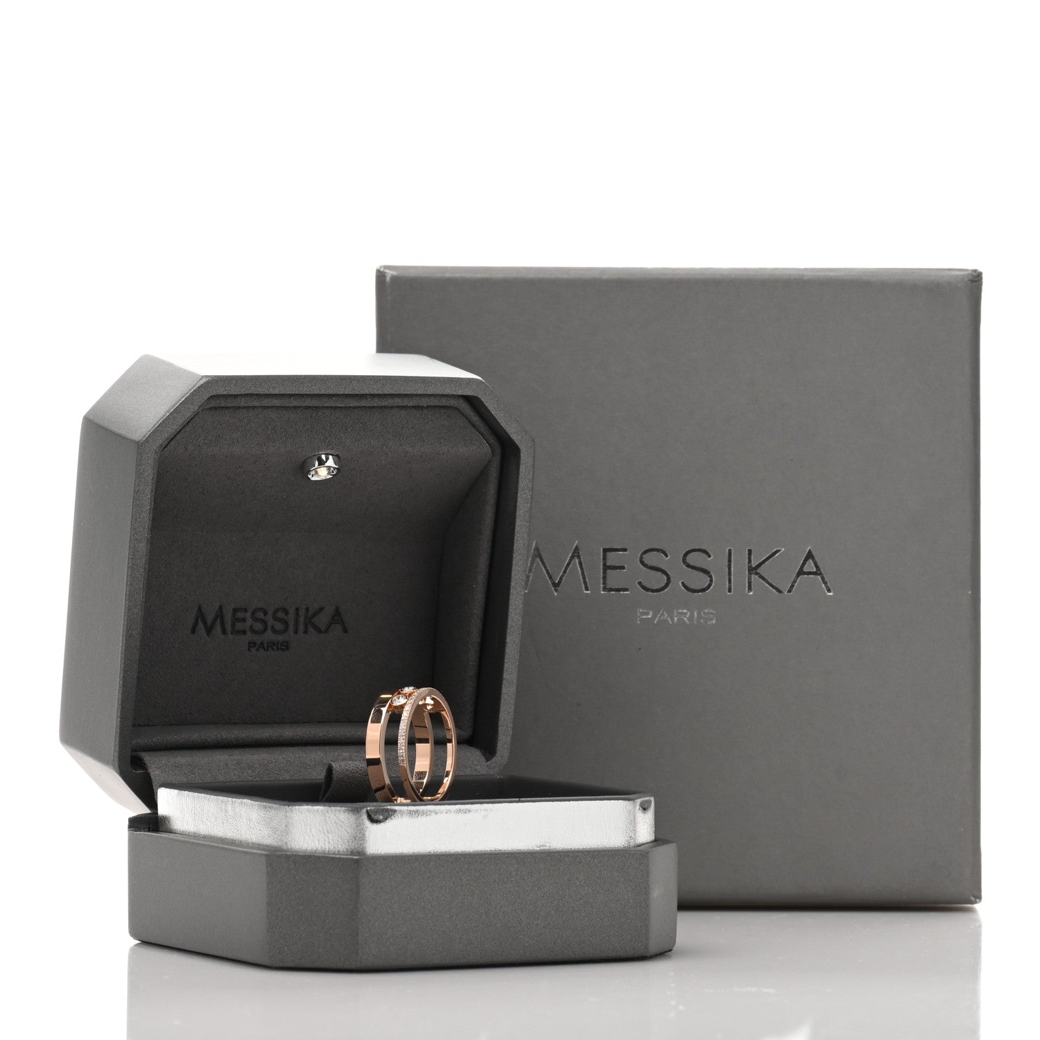 Messika 18K Rose Gold Diamond Move Romane Band Ring 53 6.5 5 of 5