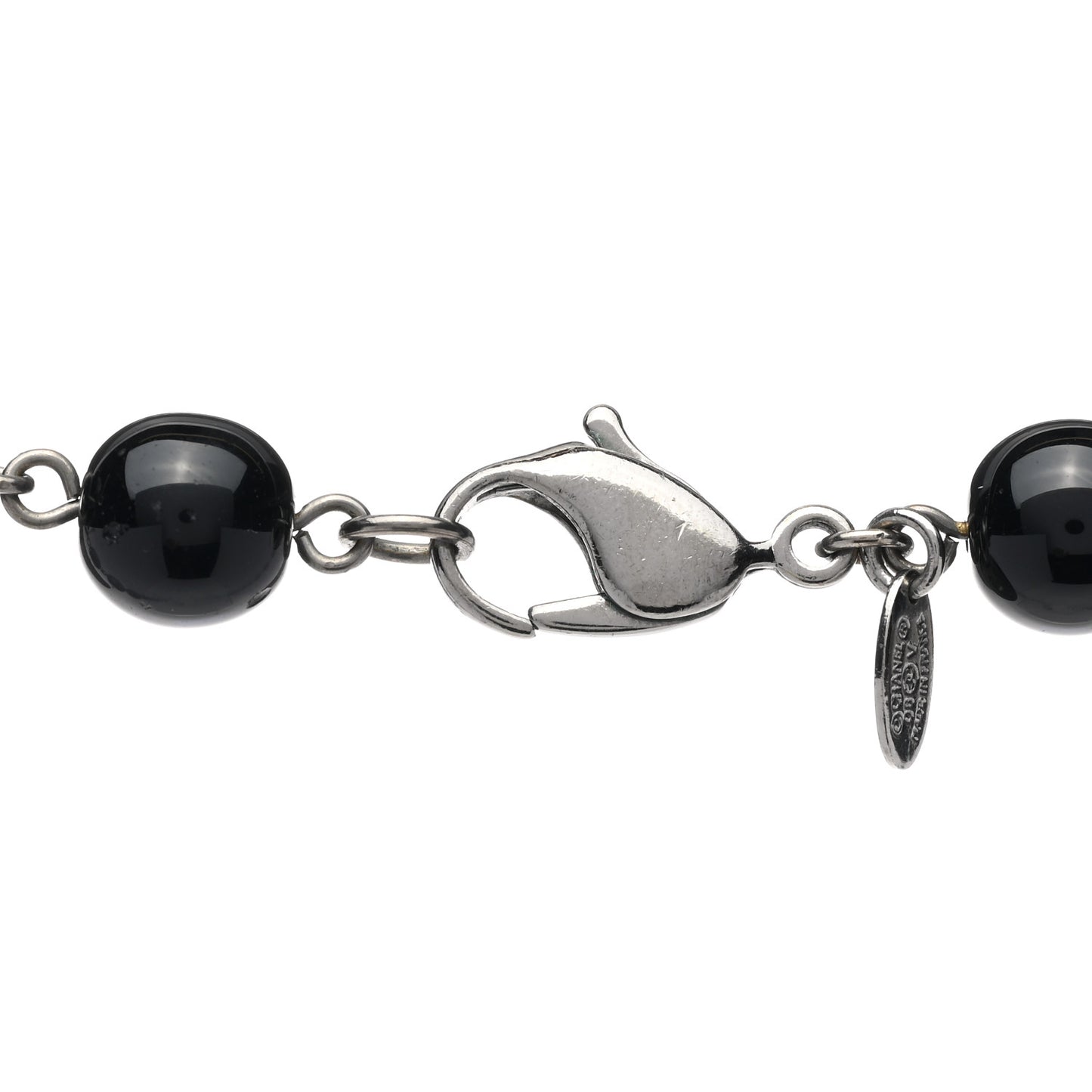 Ruthenium Pearl Beaded CC Long Necklace Black