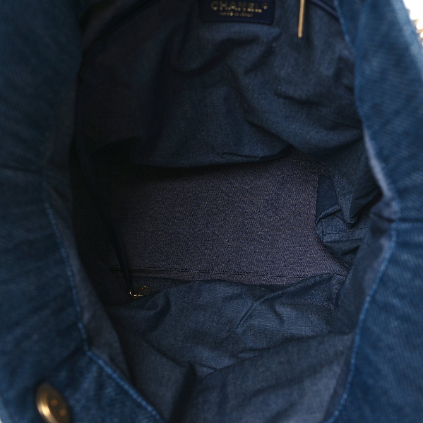 Denim Large Two Tone CC Shopping Tote Blue