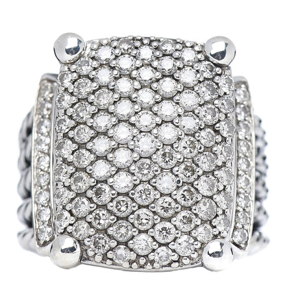 David Yurman Sterling Silver Diamond 20mm Wheaton Ring 54 7 1 of 5