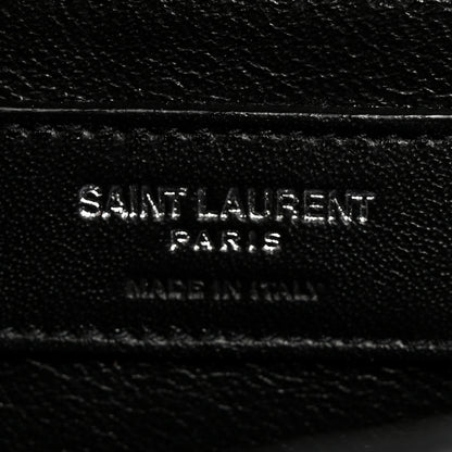 Saint Laurent Grain De Poudre Textured Mixed Matelasse Triquilt Medium Monogram Satchel Black 7 of 11