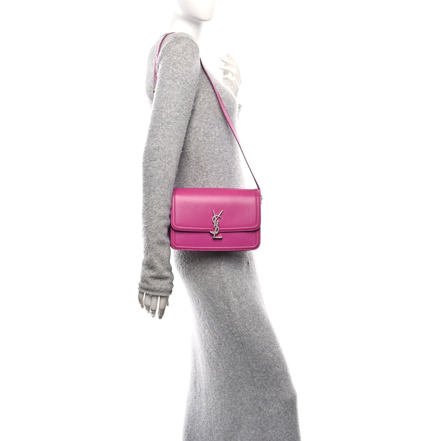 Box Calfskin Monogram Medium Solferino Satchel Fuchsia