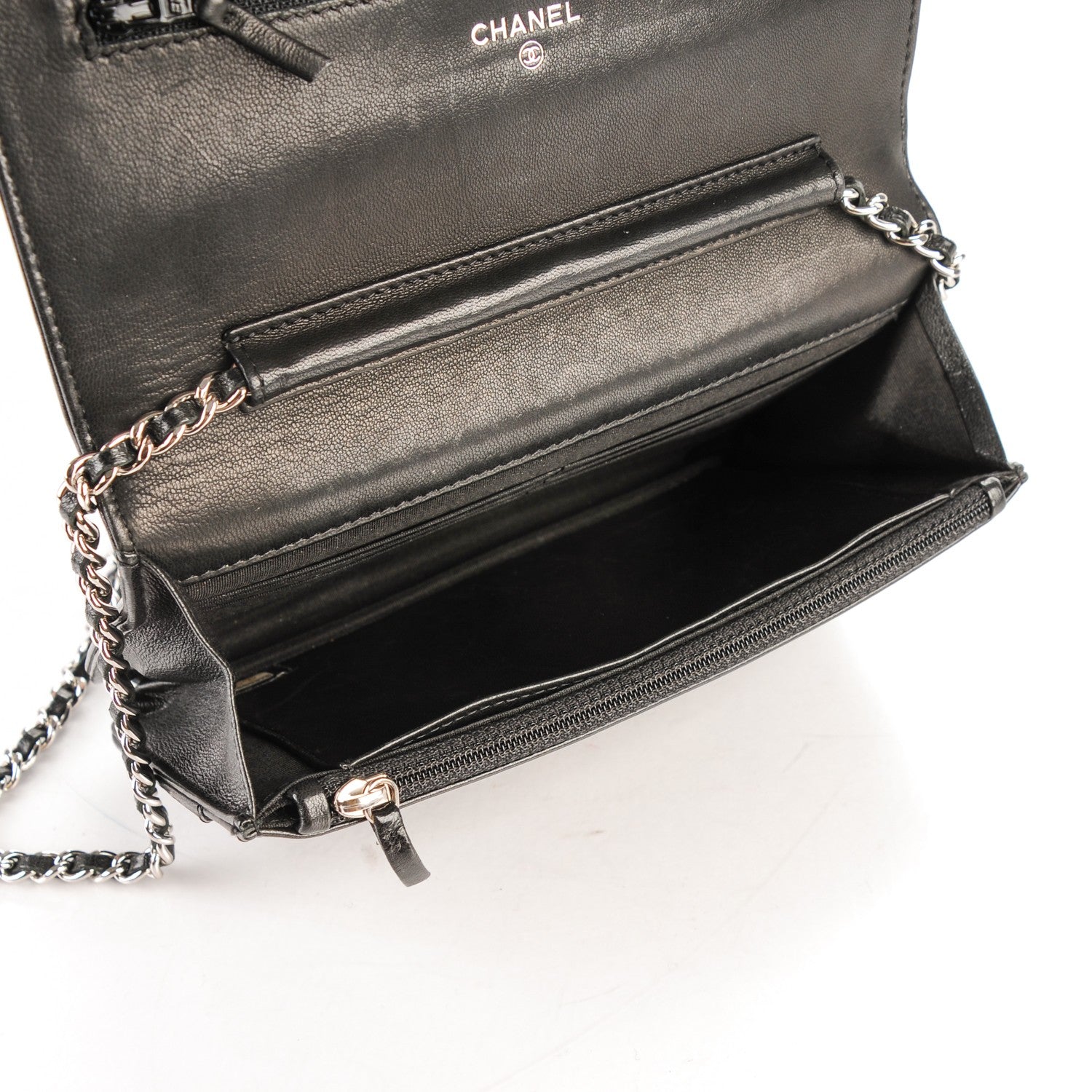 Chanel Lambskin Timeless CC Wallet On Chain WOC Black 7 of 8