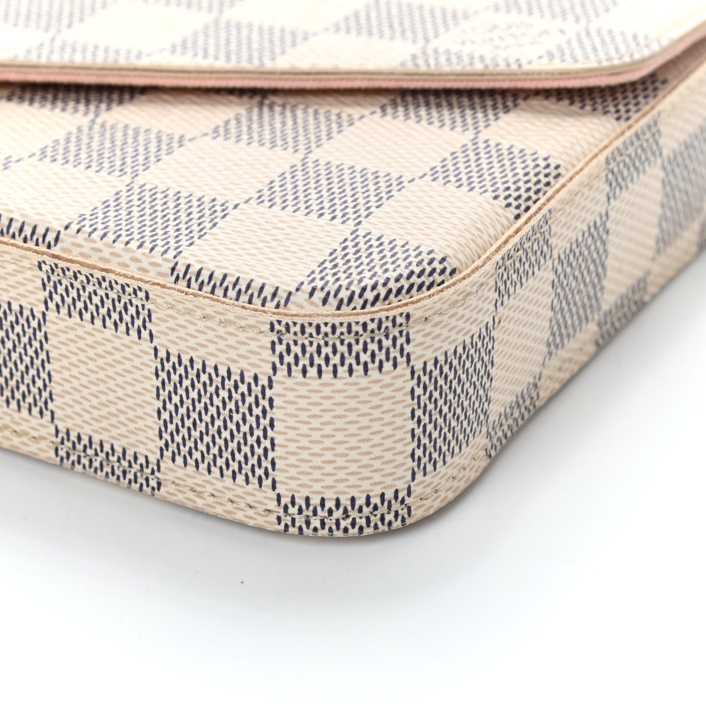 Damier Azur Pochette Felicie Chain Wallet Rose Ballerine