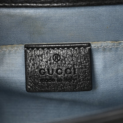 Gucci Textured Calfskin Bee Star Print Mini Sylvie Top Handle Bag Black 6 of 10