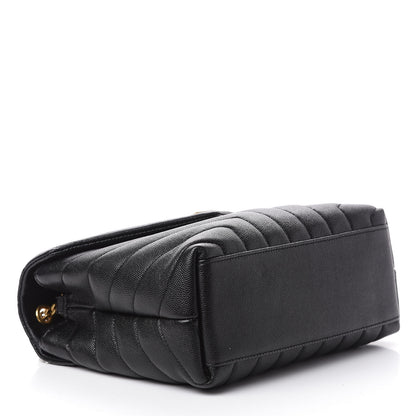 Saint Laurent Grain de Poudre Calfskin Y Quilted Monogram Small Loulou Chain Satchel Black 4 of 12
