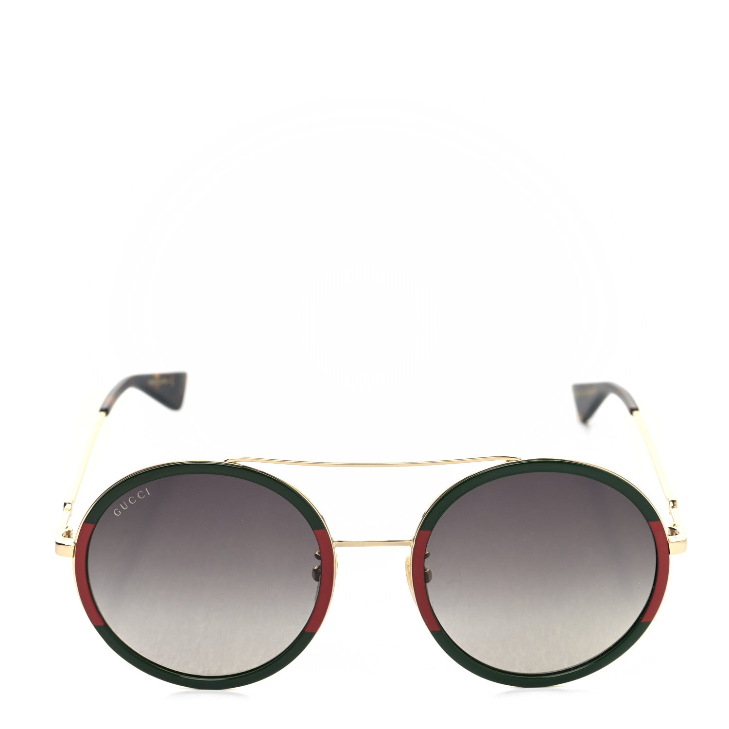 Gucci Metal Round Frame Sunglasses GG0061S Green Red 2 of 8