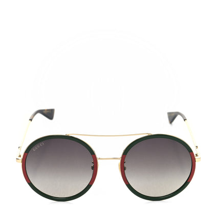 Gucci Metal Round Frame Sunglasses GG0061S Green Red 2 of 8
