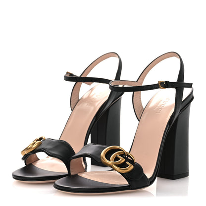 Gucci Lifford Calfskin GG Marmont Ankle Wrap 105mm Sandals 36.5 Black 4 of 13