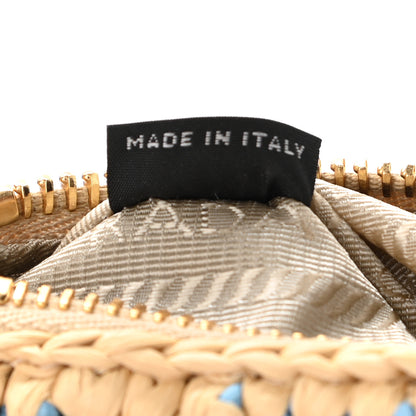 Prada Yarn Raffia Effect Crochet Striped Re-Edition 2005 Shoulder Bag Naturale Celeste 7 of 10