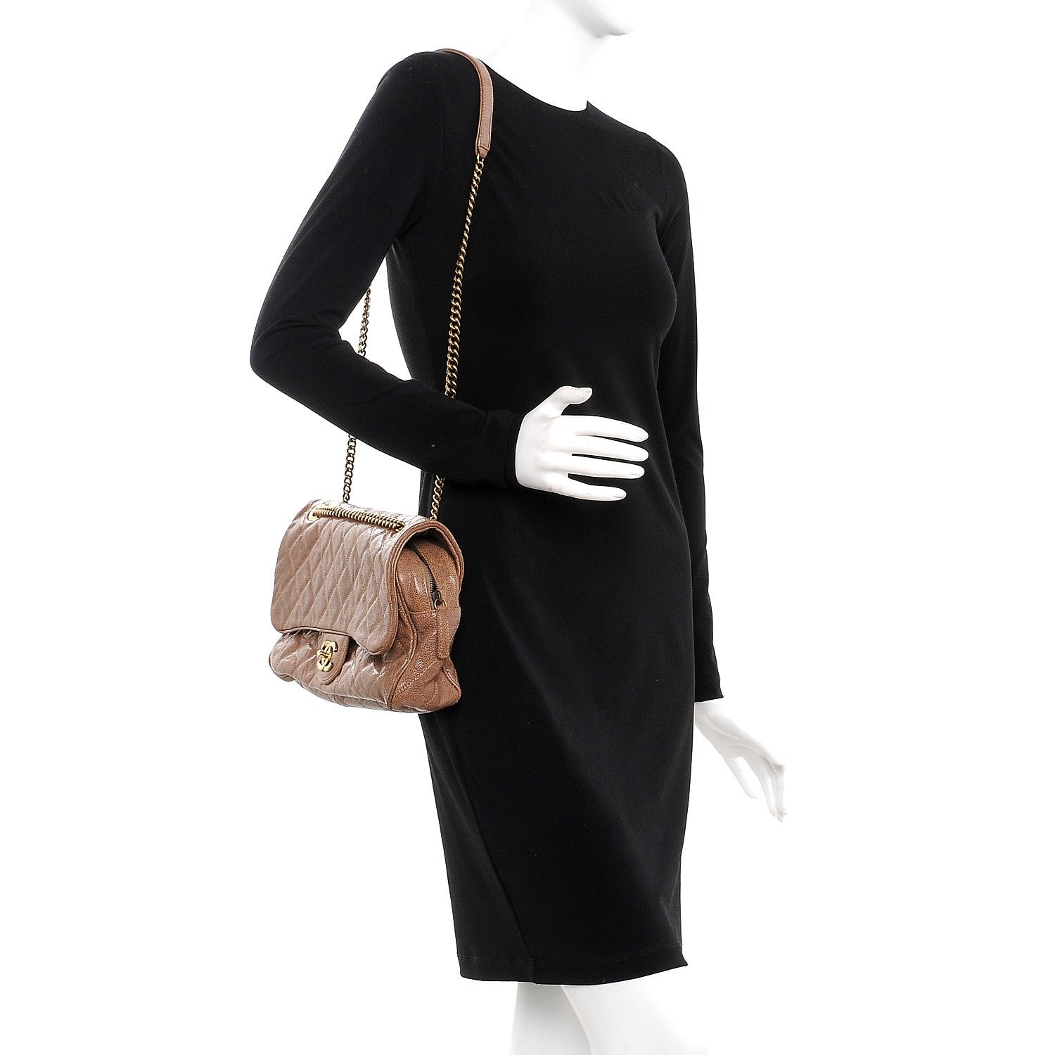 Chanel Crumpled Caviar Quilted Large Shiva Flap Brown 2 of 9