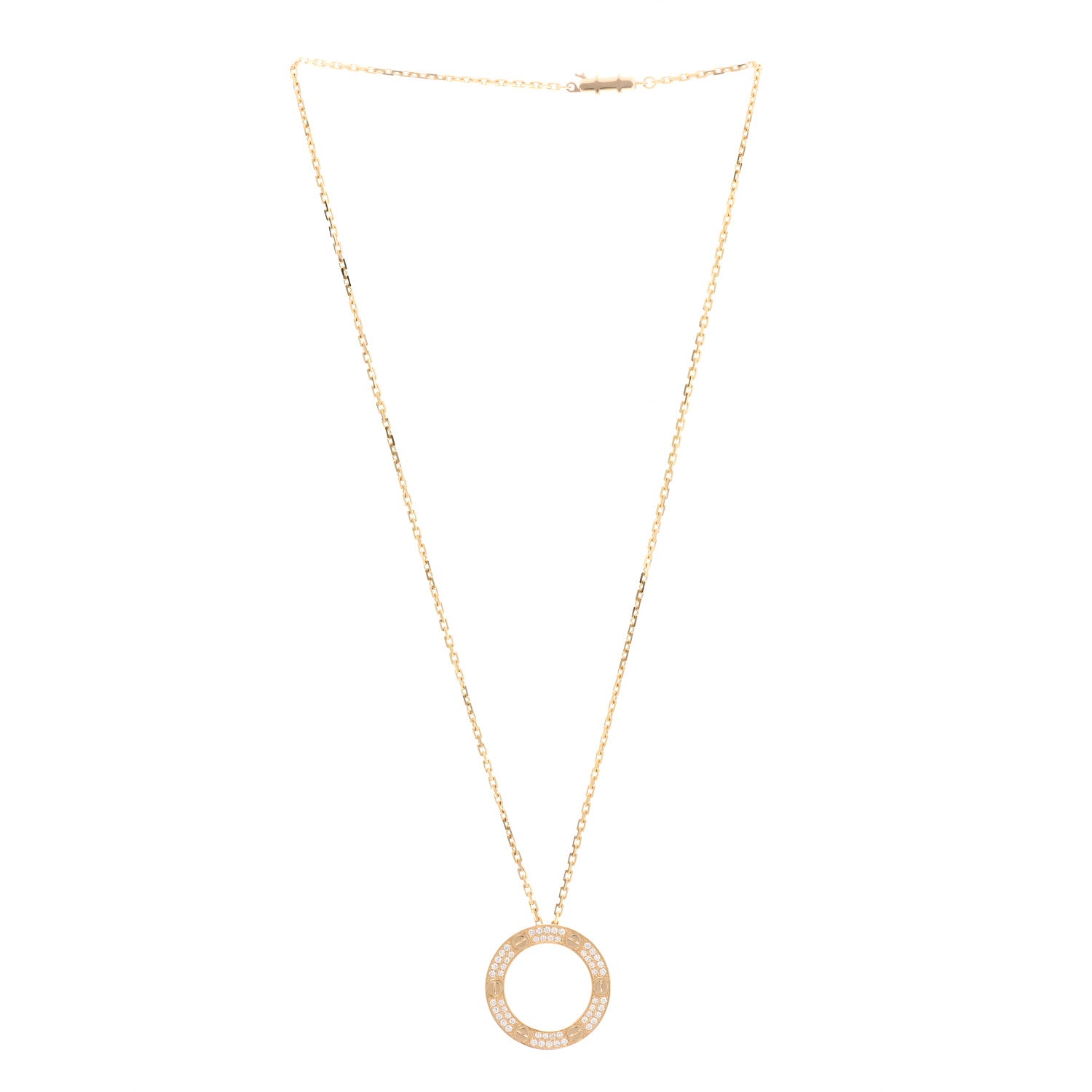 Cartier 18K Yellow Gold Diamond LOVE Paved Necklace 3 of 6