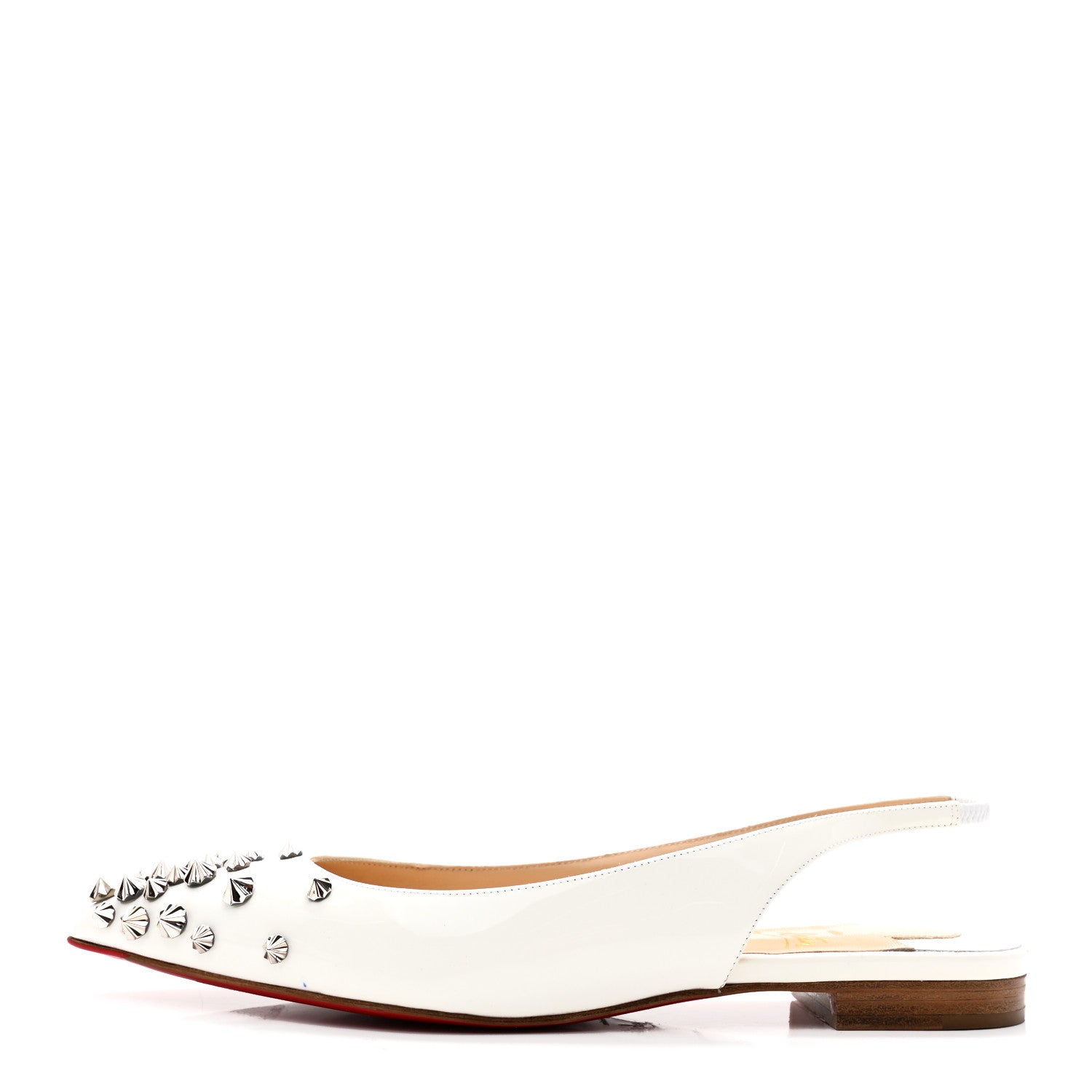 Christian Louboutin Patent Drama Sling Flats 35.5 Latte Silver 1 of 9