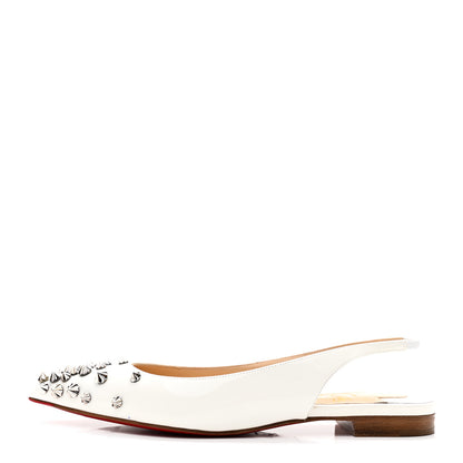 Christian Louboutin Patent Drama Sling Flats 35.5 Latte Silver 1 of 9