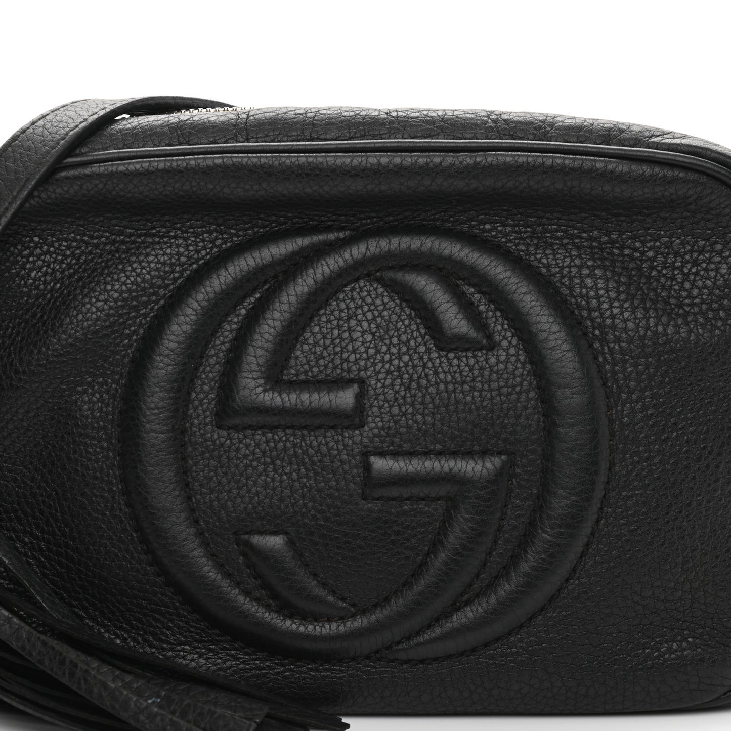 Pebbled Calfskin Small Soho Disco Bag Black