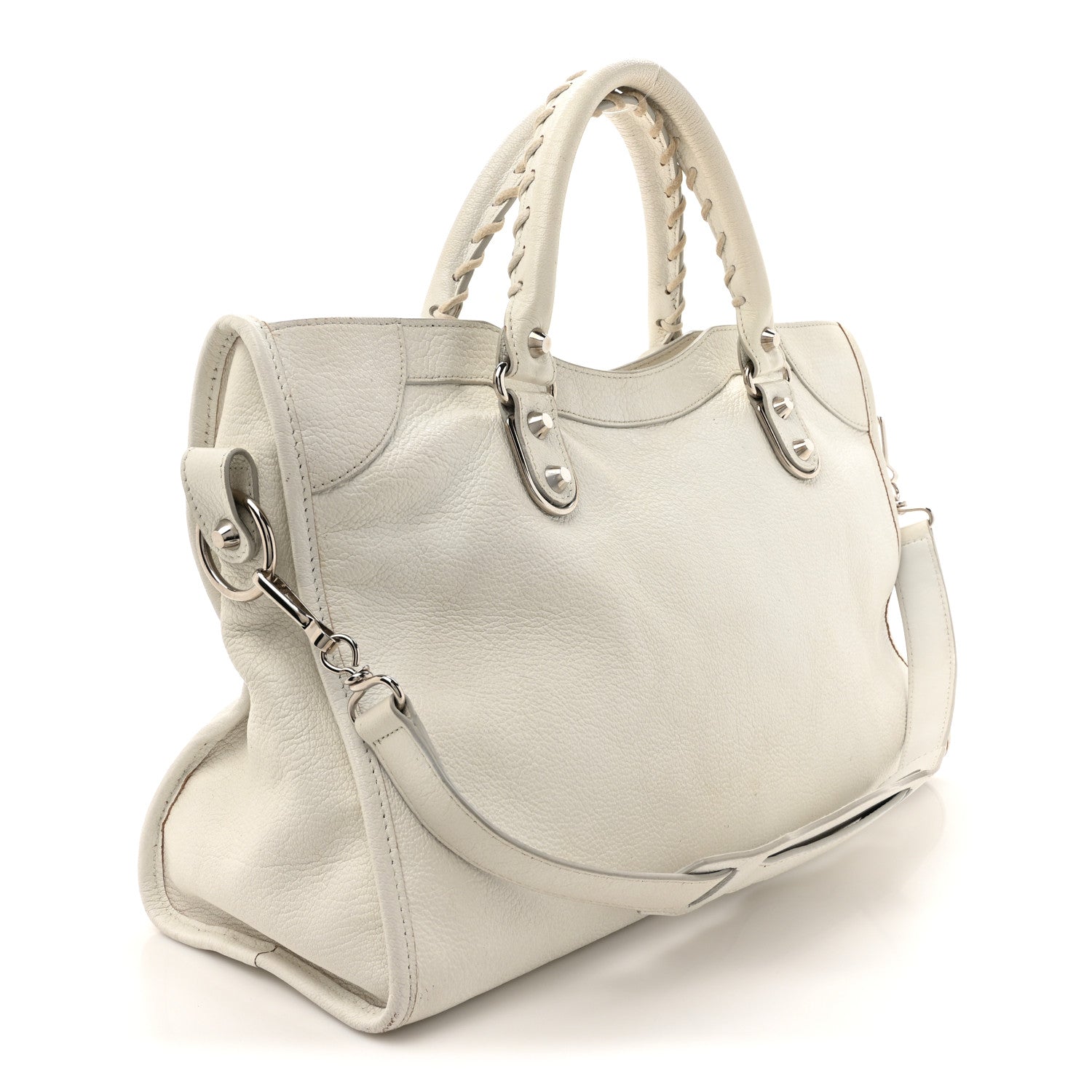 Balenciaga Chevre Silver Metallic Edge Hardware City White 4 of 17