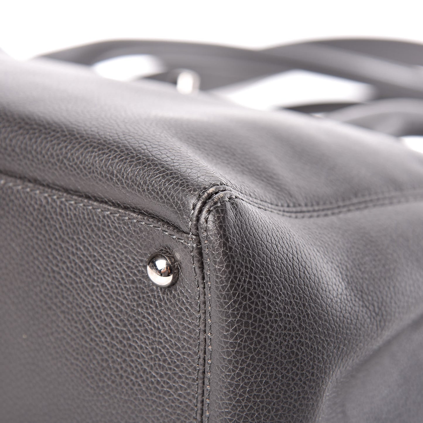 Calfskin Cerf Executive Shopper Tote Dark Grey