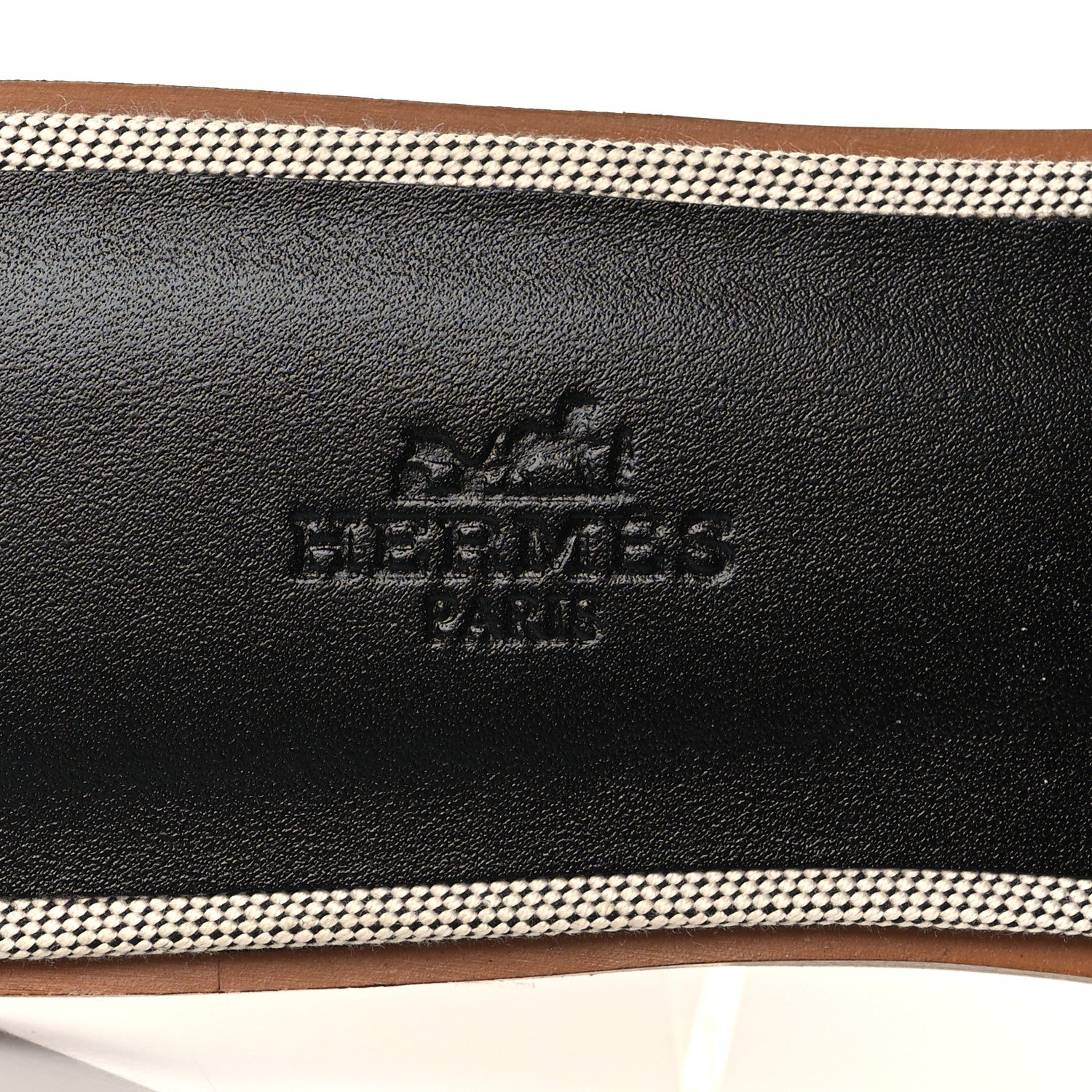 Hermes Calfskin Canvas Oran Sandals 39 Black 7 of 9