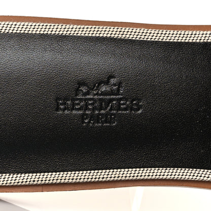Hermes Calfskin Canvas Oran Sandals 39 Black 7 of 9