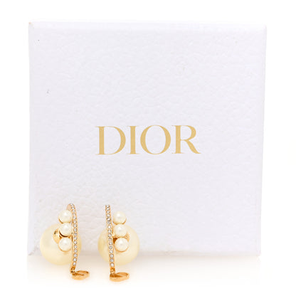 Christian Dior Pearl Crystal Tribales CD Pendant Earrings Gold 5 of 5