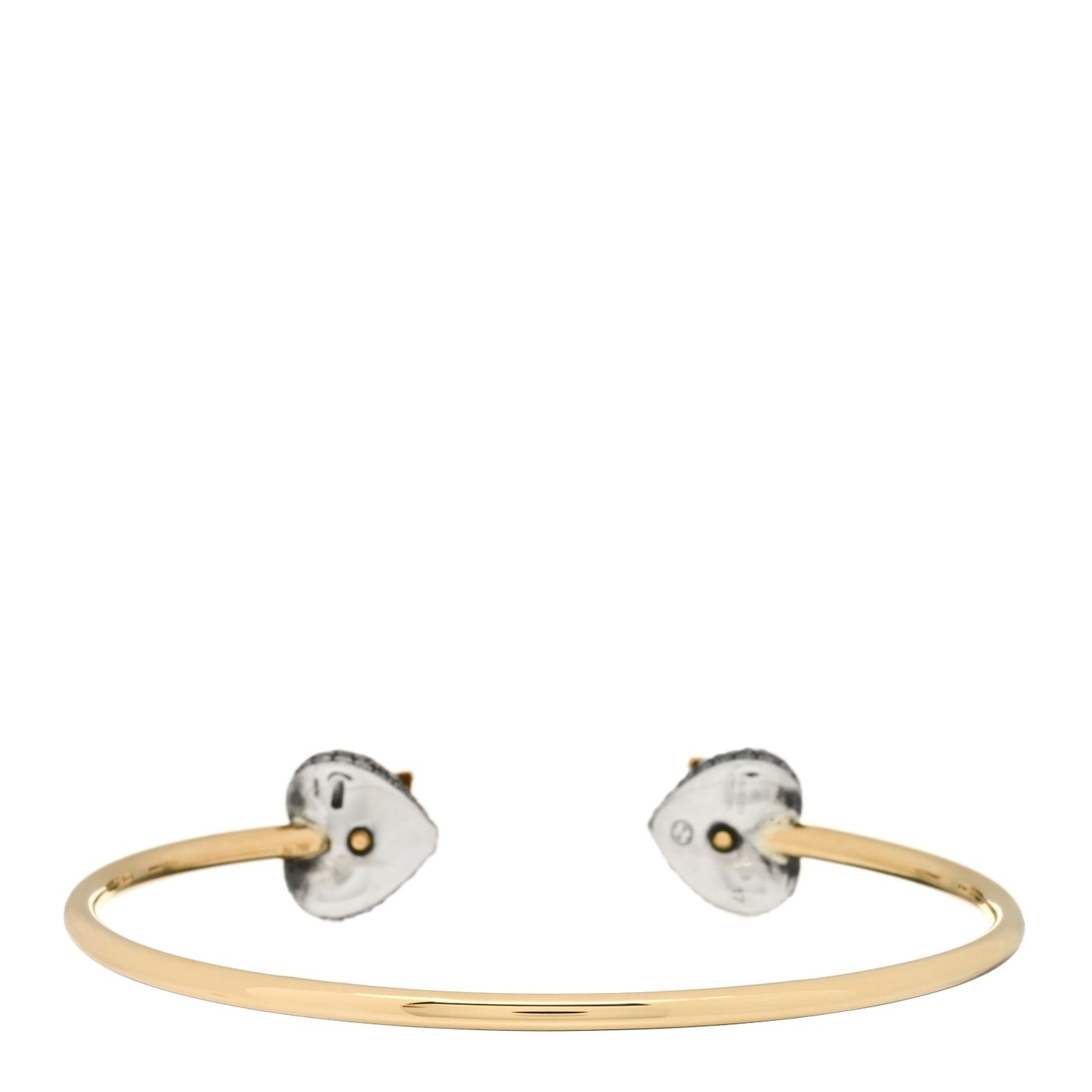 18K Yellow Gold Sterling Silver Gray Diamond Le Marche Des Merveilles Bee Heart Cuff Bracelet