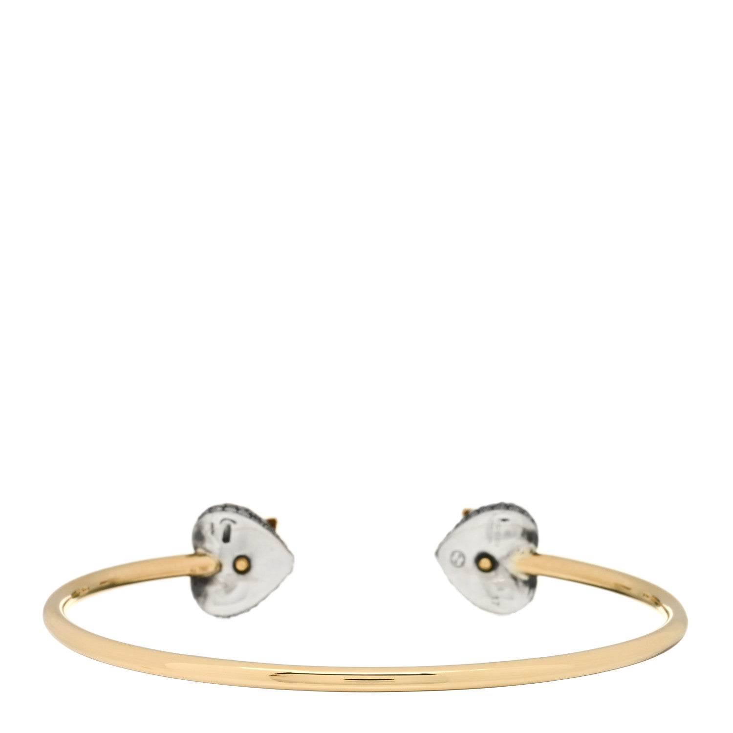 Gucci 18K Yellow Gold Sterling Silver Gray Diamond Le Marche Des Merveilles Bee Heart Cuff Bracelet 3 of 4