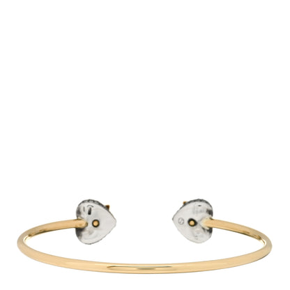 Gucci 18K Yellow Gold Sterling Silver Gray Diamond Le Marche Des Merveilles Bee Heart Cuff Bracelet 3 of 4