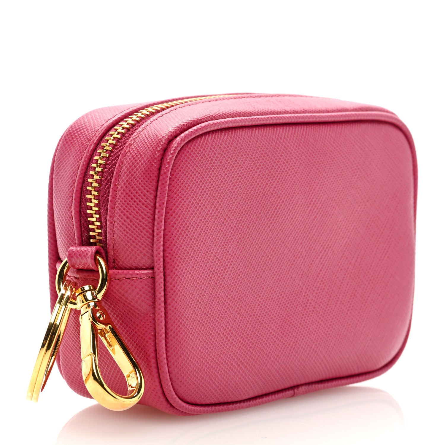 Prada Saffiano Zip Pouch Charm Pink 3 of 6