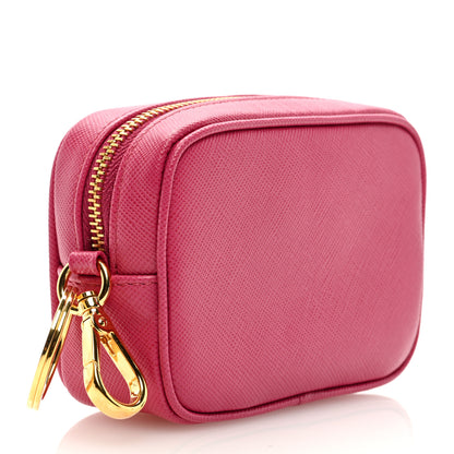 Prada Saffiano Zip Pouch Charm Pink 3 of 6